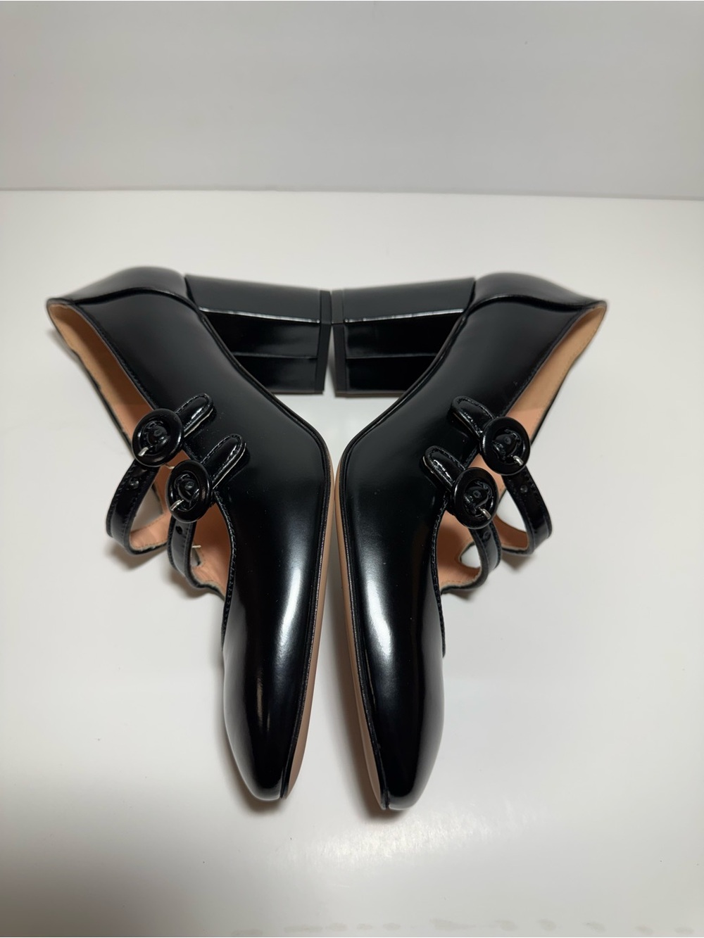 New J. Crew Maisie Double Strap Heels Italian Leather Black Mary Jane Size 7.5 - Picture 8 of 14